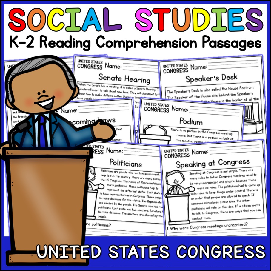 US Congress Social Studies Reading Comprehension Passages K-2