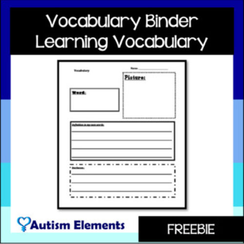 Vocabulary Binder- Learning Vocab- SPED & Autism Resources's featured image