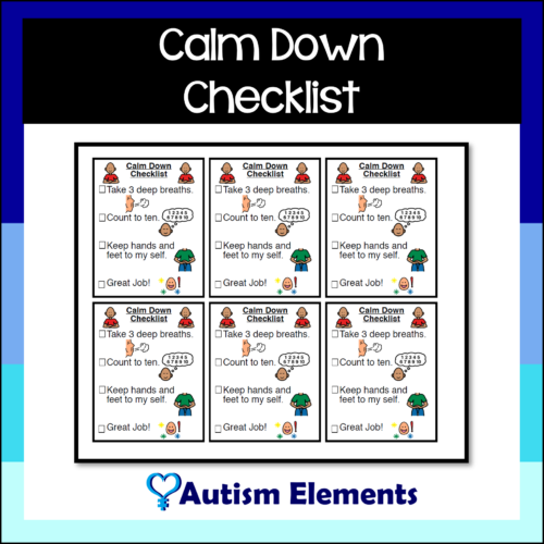 Calm down Checklist- Visuals- Behavior Supports- SPED & Autism Resources's featured image