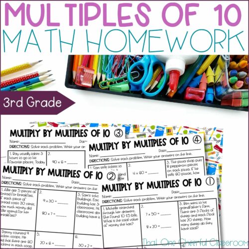 3rd Grade Multiplying by Multiples of 10 Math Homework Worksheets's featured image