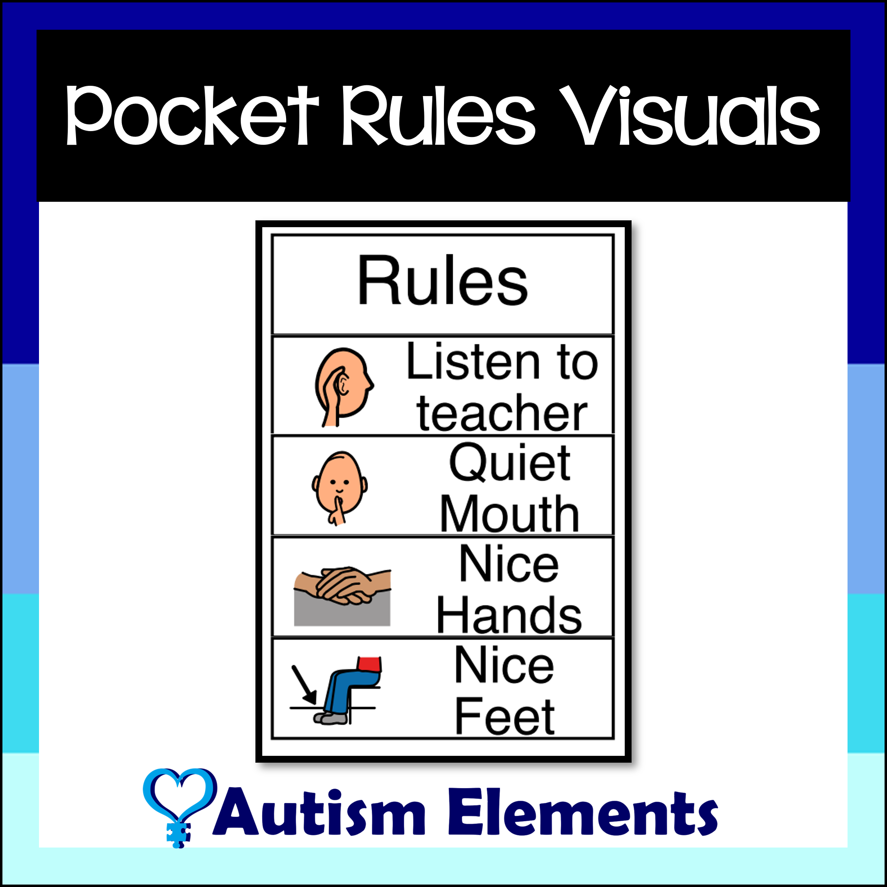 Small/Pocket Classroom Rules- Visuals- SPED & Autism Resources's featured image