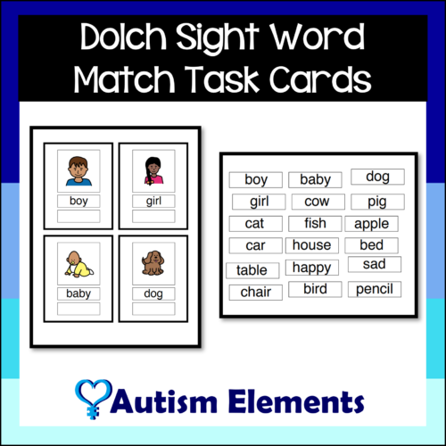 Dolch Sight Words Matching Words to Pic- Task Cards- Phonics's featured image