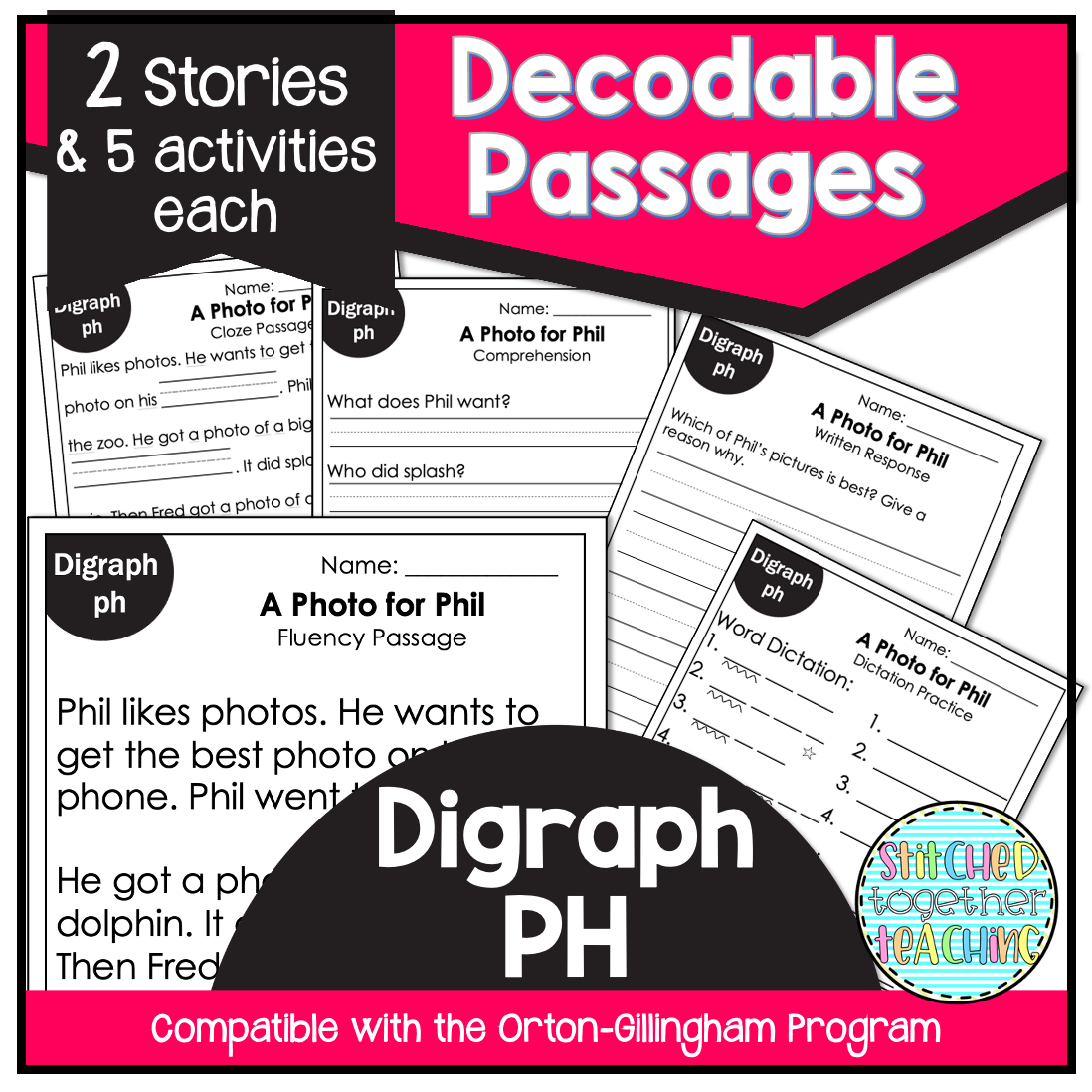Decodable Reading Passages Digraph PH Blends-Orton Gillingham - Classful