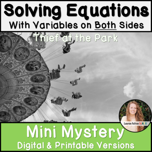 Solving Multi Step Equations with Variables on Both Sides Activity Mystery's featured image