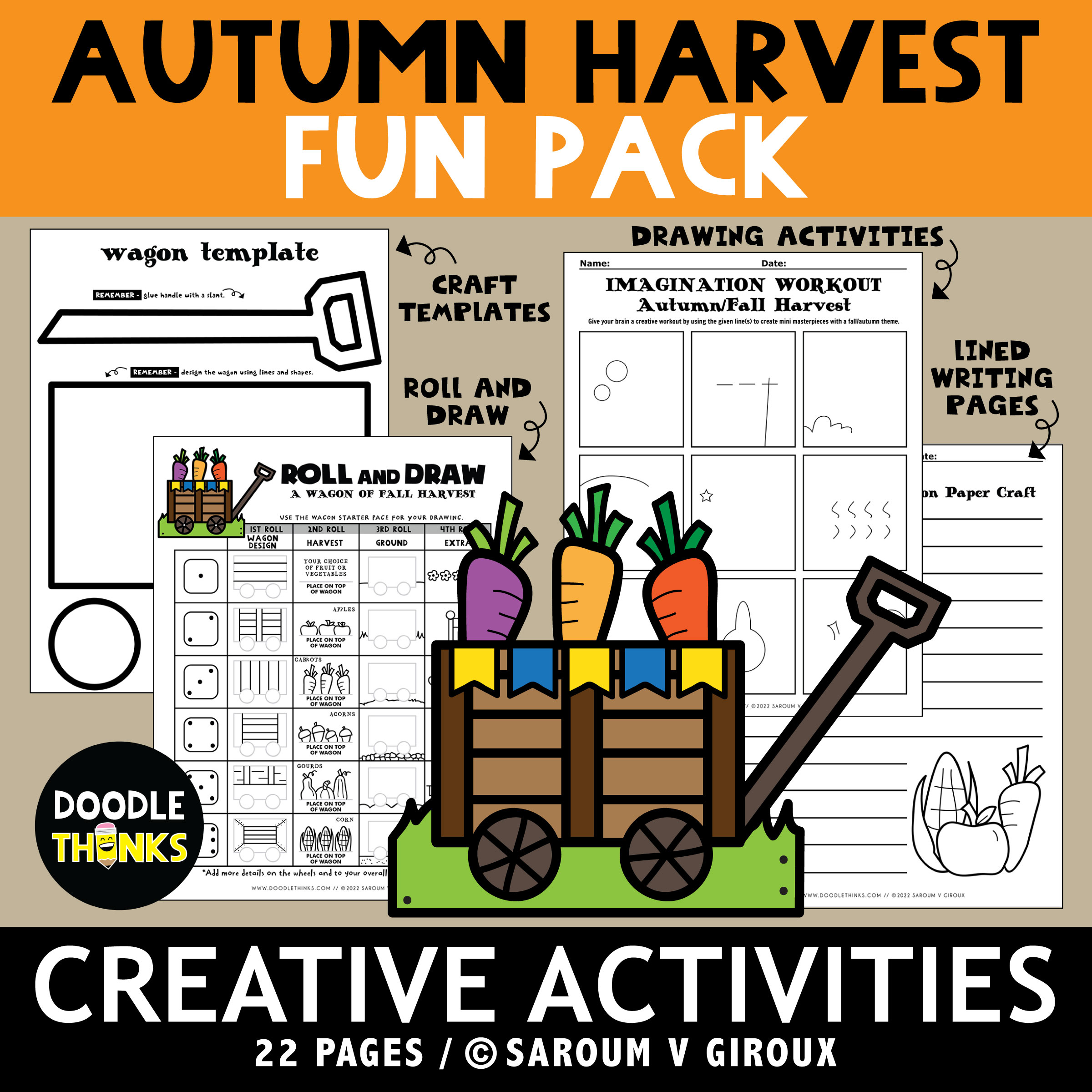 Autumn/Fall Harvest Activity Fun Pack | Craft, Writing, and Drawing Activities's featured image