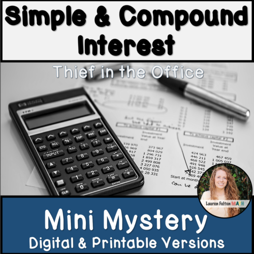 Simple and Compound Interest Activity Mystery's featured image