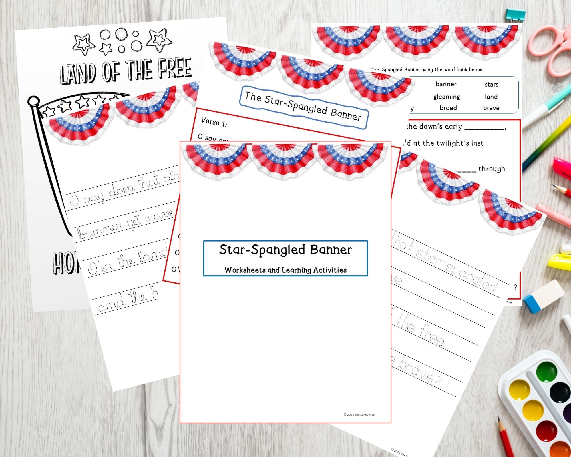 Printable National Anthem Worksheets and Activities, Star Spangled Banner Unit Study, Homeschool Morning Basket, Learn the National Anthem