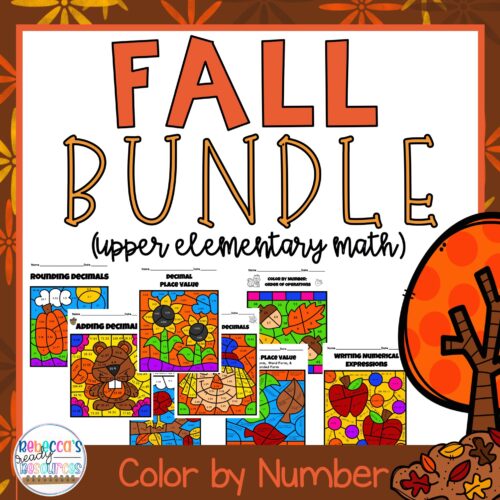 5th Grade Math Worksheets: Fall Color by Number Bundle's featured image