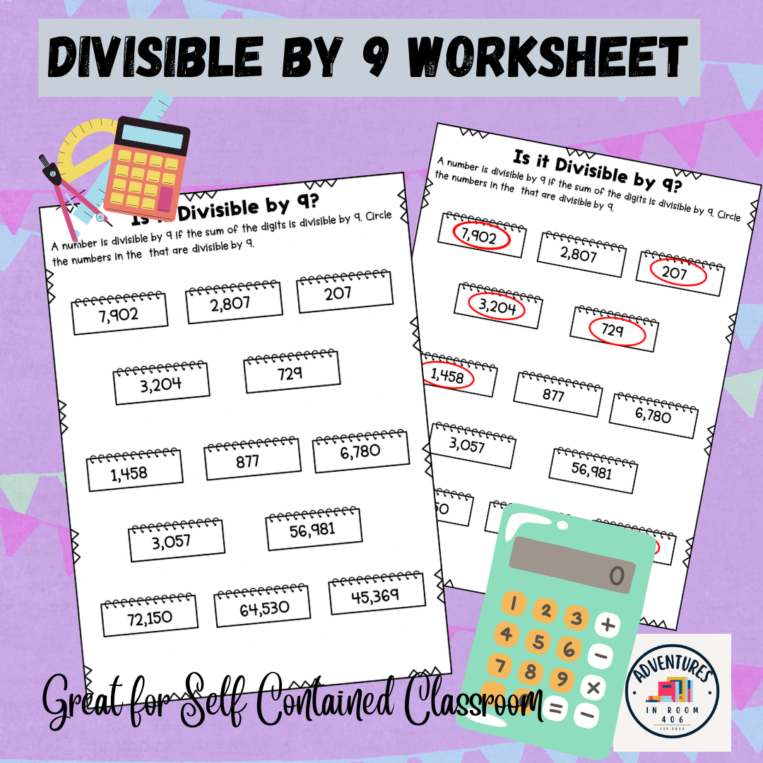Divisible by 9 Worksheet | Divisibility Rules | SPED | Math's featured image