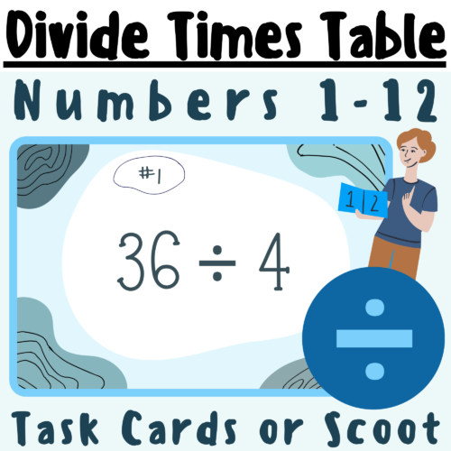Dividing Times Table (Numbers 1-12) Fun SCOOT or TASK CARDS GAME; For K-5 Teachers and Students in the Math Classroom's featured image