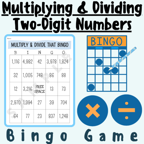Multiplying and Dividing Two-Digit Numbers (Within 10,000) Fun BINGO GAME; For K-5 Teachers and Students in the Math Classroom's featured image