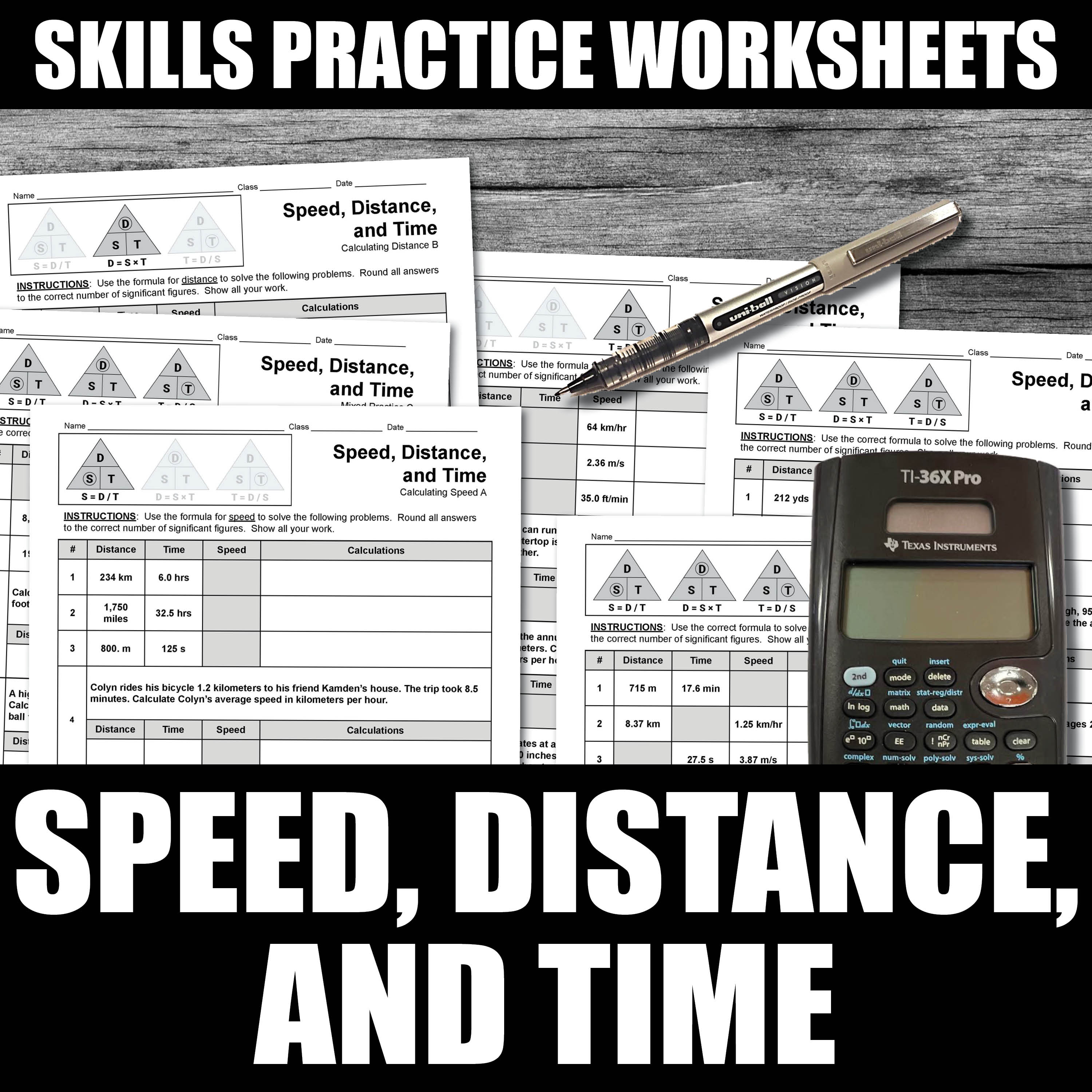 Calculating Speed, Distance, and Time Worksheets | Printable and Digital