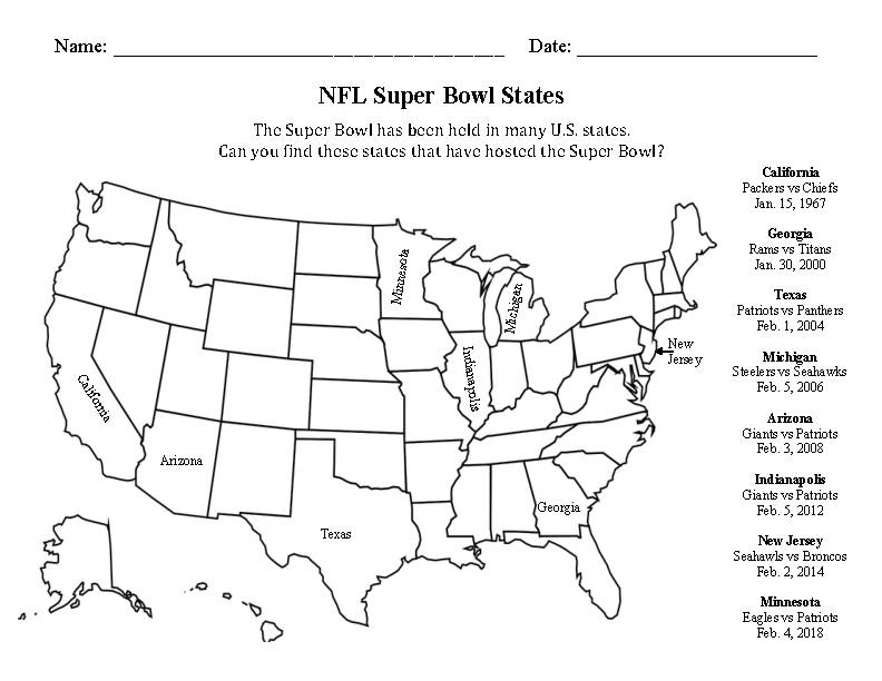 Football: NFL Super Bowl States