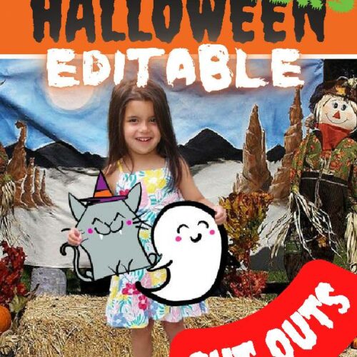 Halloween EDITABLE Name Tags Stickers Posters classroom decor or bulletin board's featured image