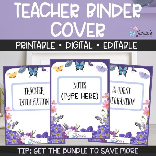 Editable Binder Covers for Teacher Binder and Planner | Butterfly's featured image