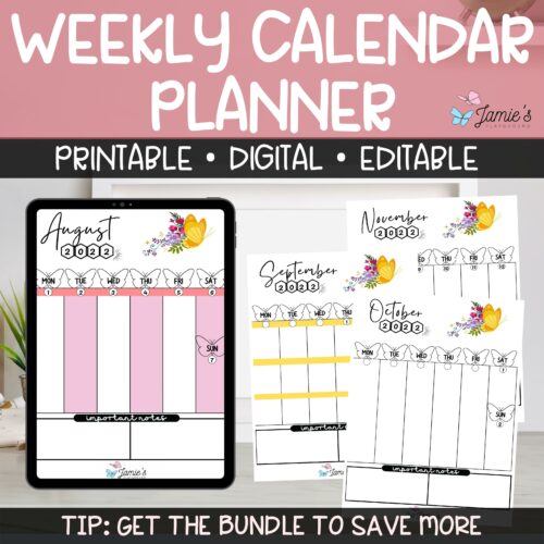 Editable Teacher Binder | Weekly Lesson Plans and Calendar 2023 | Butterfly's featured image