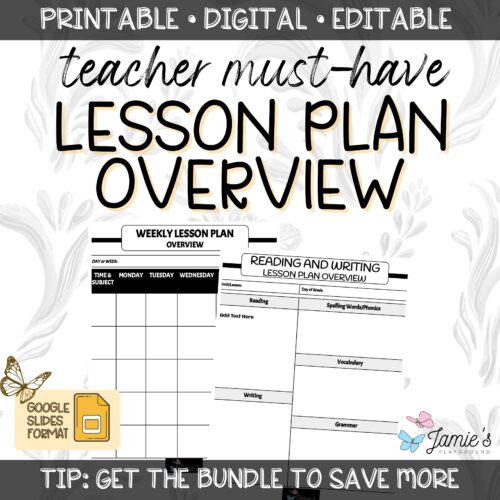 Editable Weekly Lesson Plan Template in Google Slides | Black & White's featured image