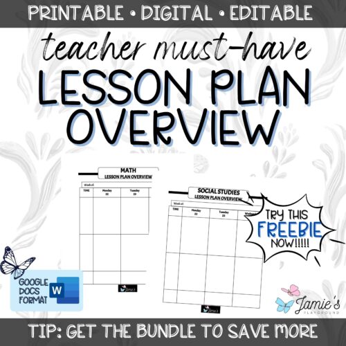 FREE Editable Weekly Lesson Plan Template in Word | Black & White's featured image