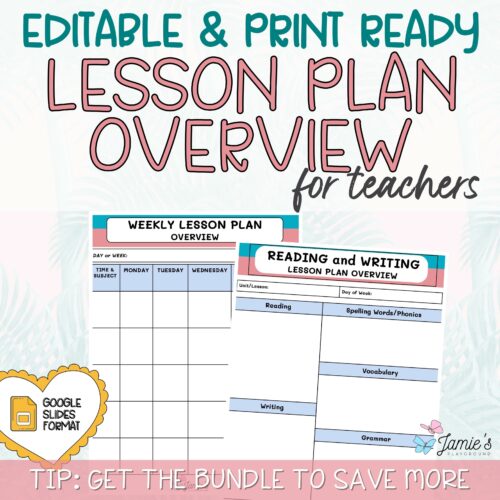 Editable Weekly Lesson Plan Template in Google Slides | Pink & Teal Theme's featured image