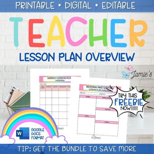 FREE Editable Weekly Lesson Plan Template in Word | Rainbow's featured image