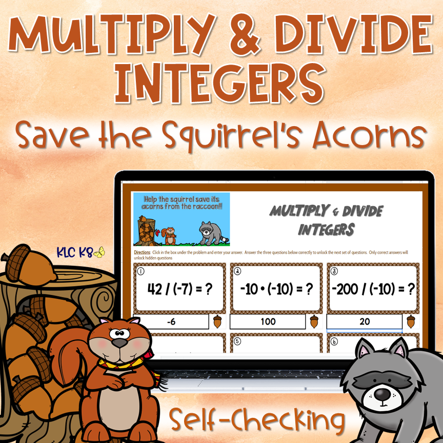 Multiplying & Dividing Integers Practice | Escape activity for Fall