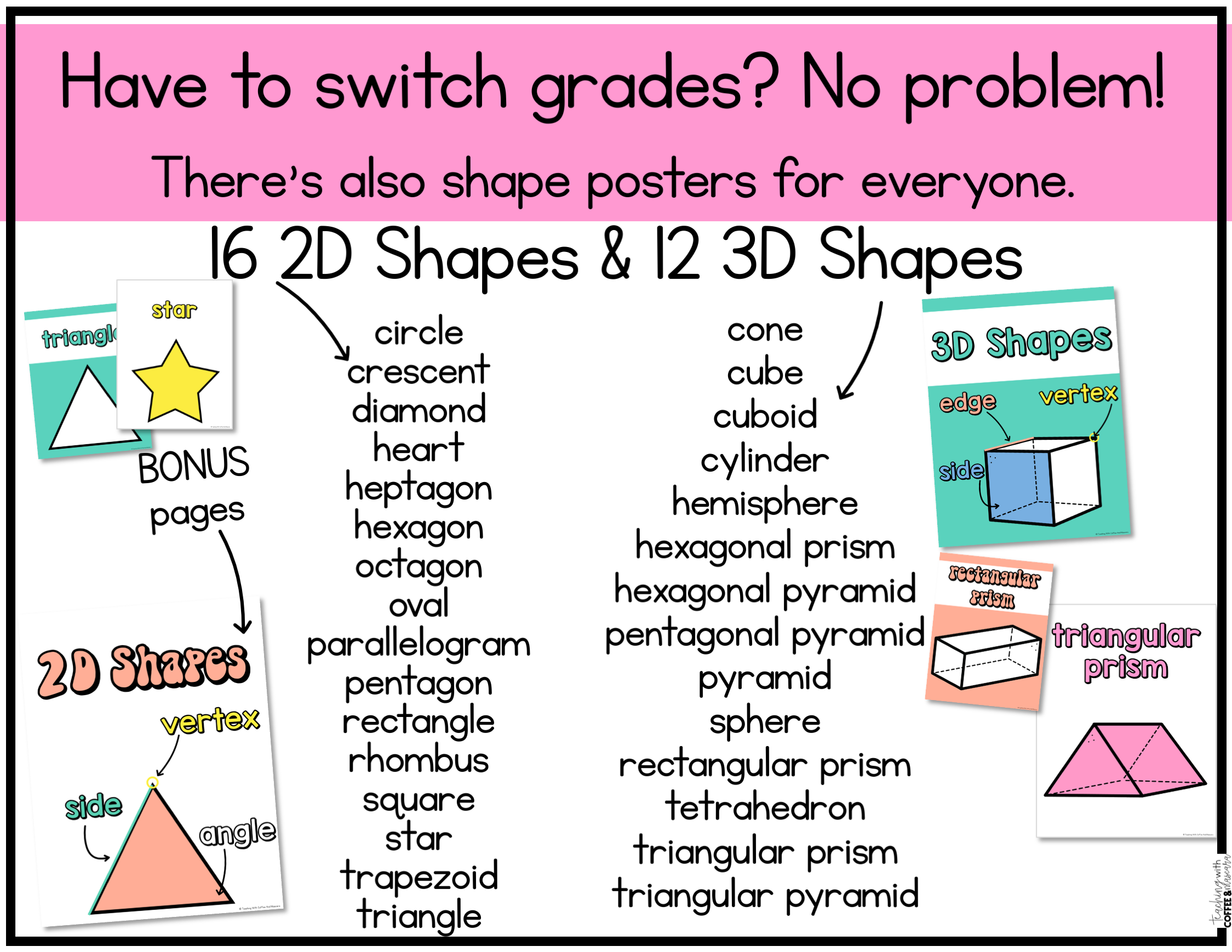 Types of Lines Math Anchor Charts Poster Signs Classroom Decor - Classful
