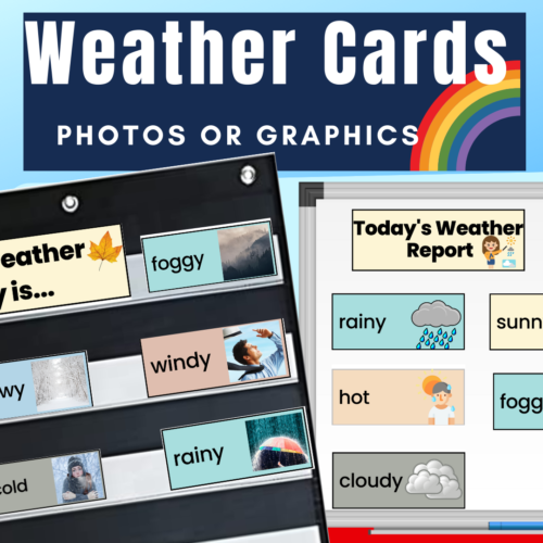 Preschool Weather Cards for Pocket Chart or Magnet Board Realistic Photos or Graphic's featured image