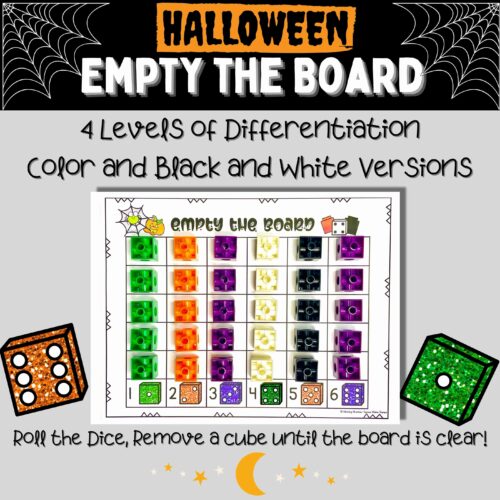 Halloween Empty the Board | Dice Print and Play Number Sense Center Game's featured image