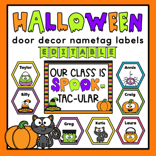 Halloween Door Decor | Editable Nametag Labels | Bulletin Board's featured image