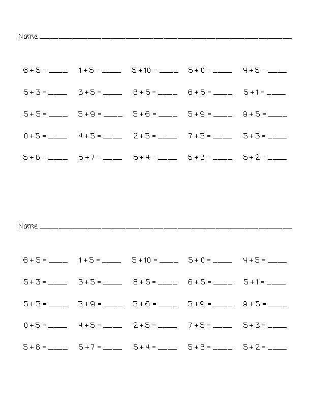 Addition and Subtraction Time Test - Fact Fluency 1-10 - Classful