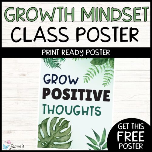 FREE Growth Mindset Poster Motivational Tropical Classroom Decor's featured image