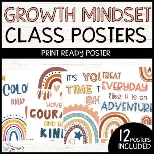 Growth Mindset Poster Display Boho Classroom Decor and Bulletin Board's featured image