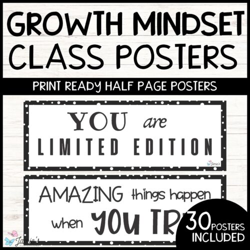 Growth Mindset Poster Display Black & White Classroom Decor and Bulletin Board's featured image