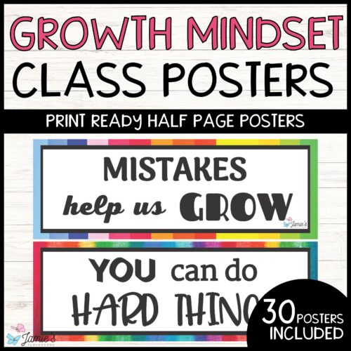 Growth Mindset Poster Display Rainbow Classroom Decor and Bulletin Board's featured image