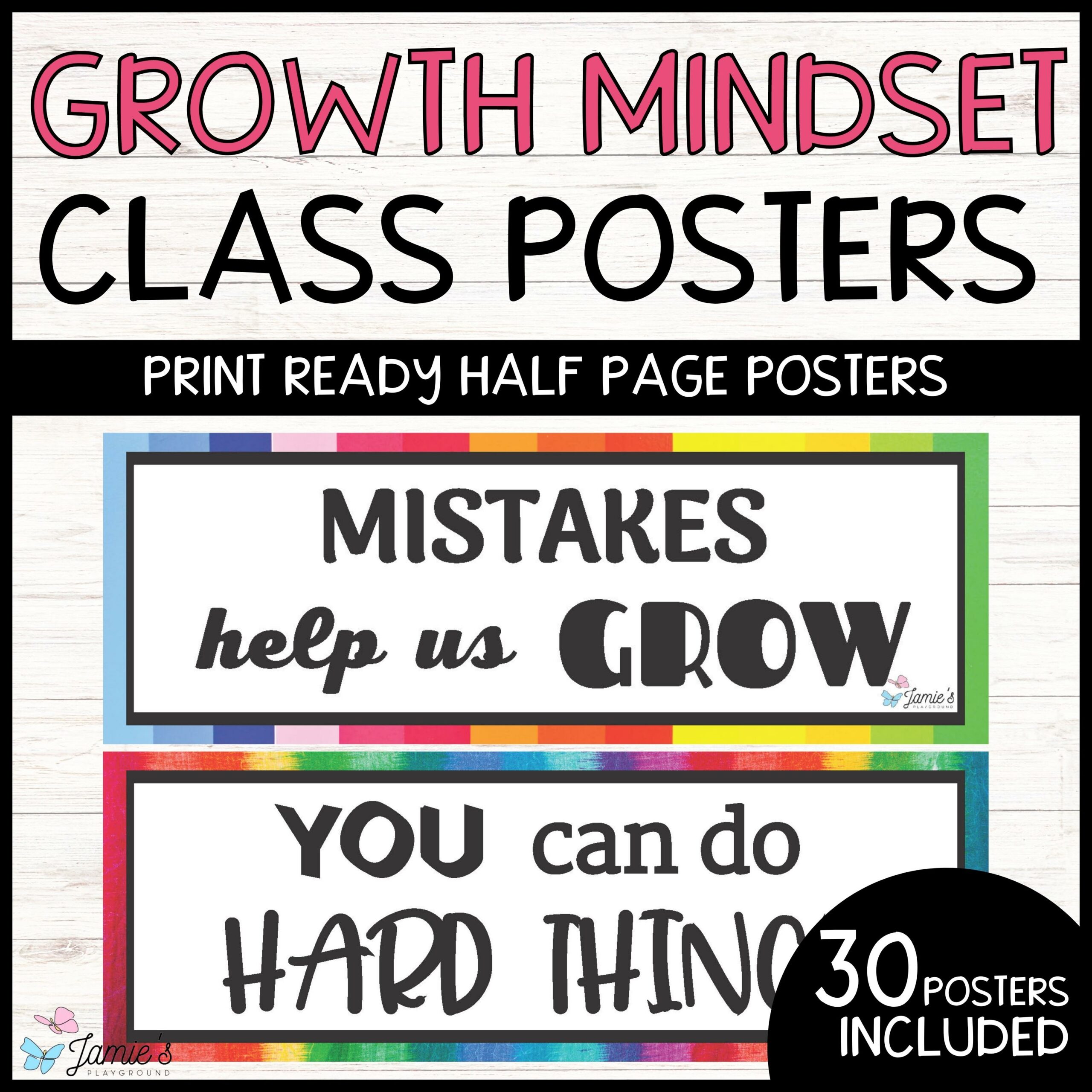 Classroom Growth Mindset & Inspirational Posters (Rainbow)- Classroom Decoration