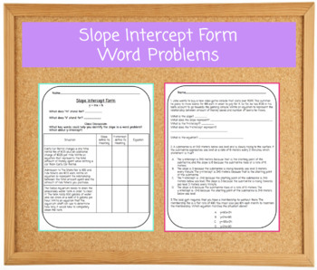 Slope Intercept form from Word Problems - Writing Equations