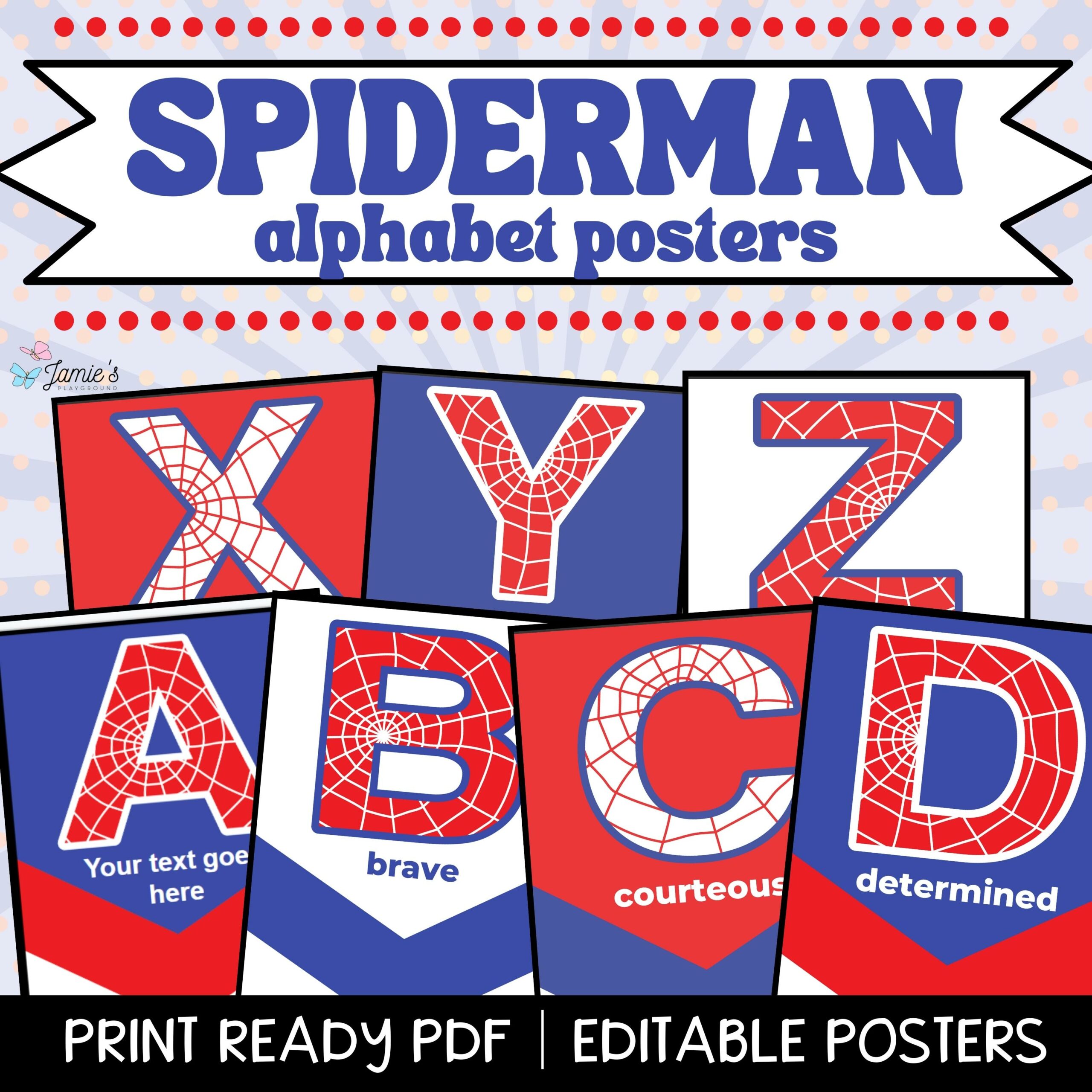 Alphabet Posters: Spiderman-themed - Print & Digital Classroom Decoration