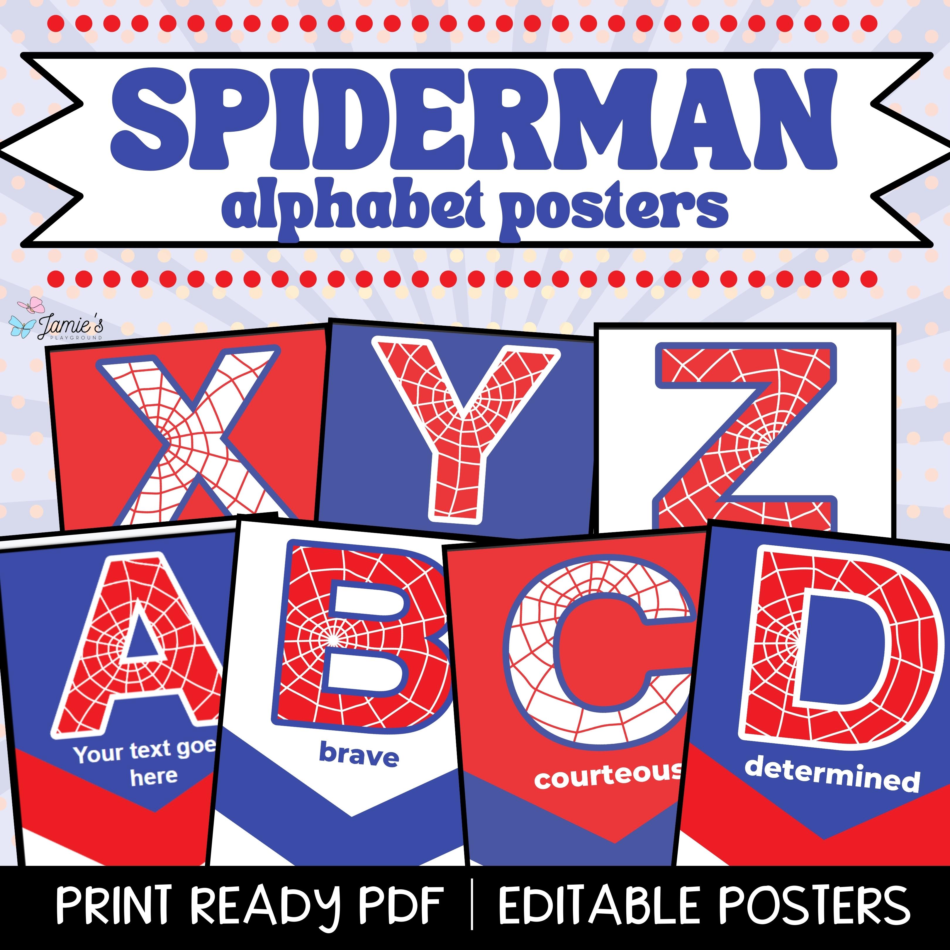 Alphabet Posters- Spiderman-themed - Print & Digital Classroom ...