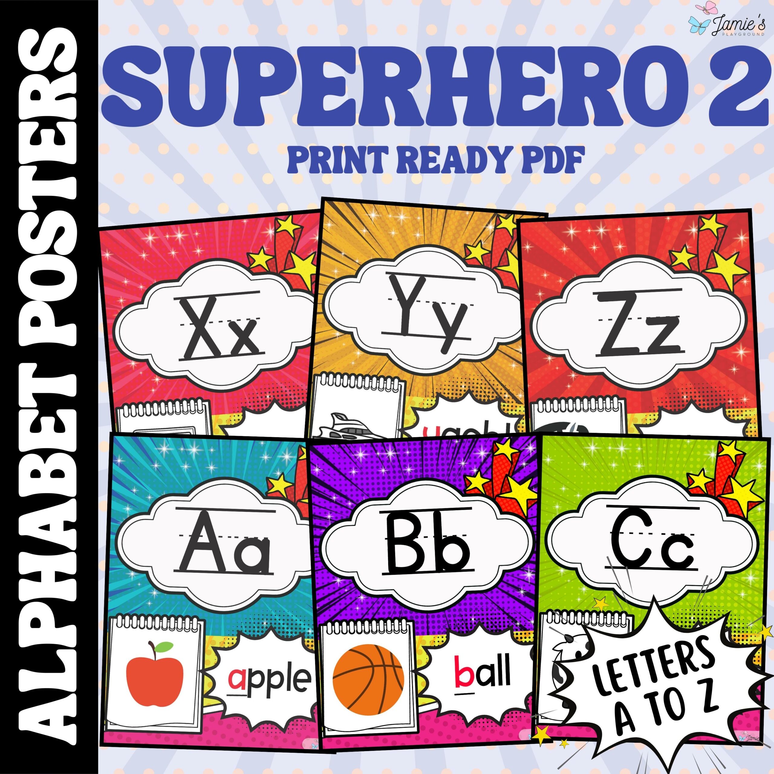 Alphabet Posters: Superhero Theme 2 - Print & Digital Classroom Decoration