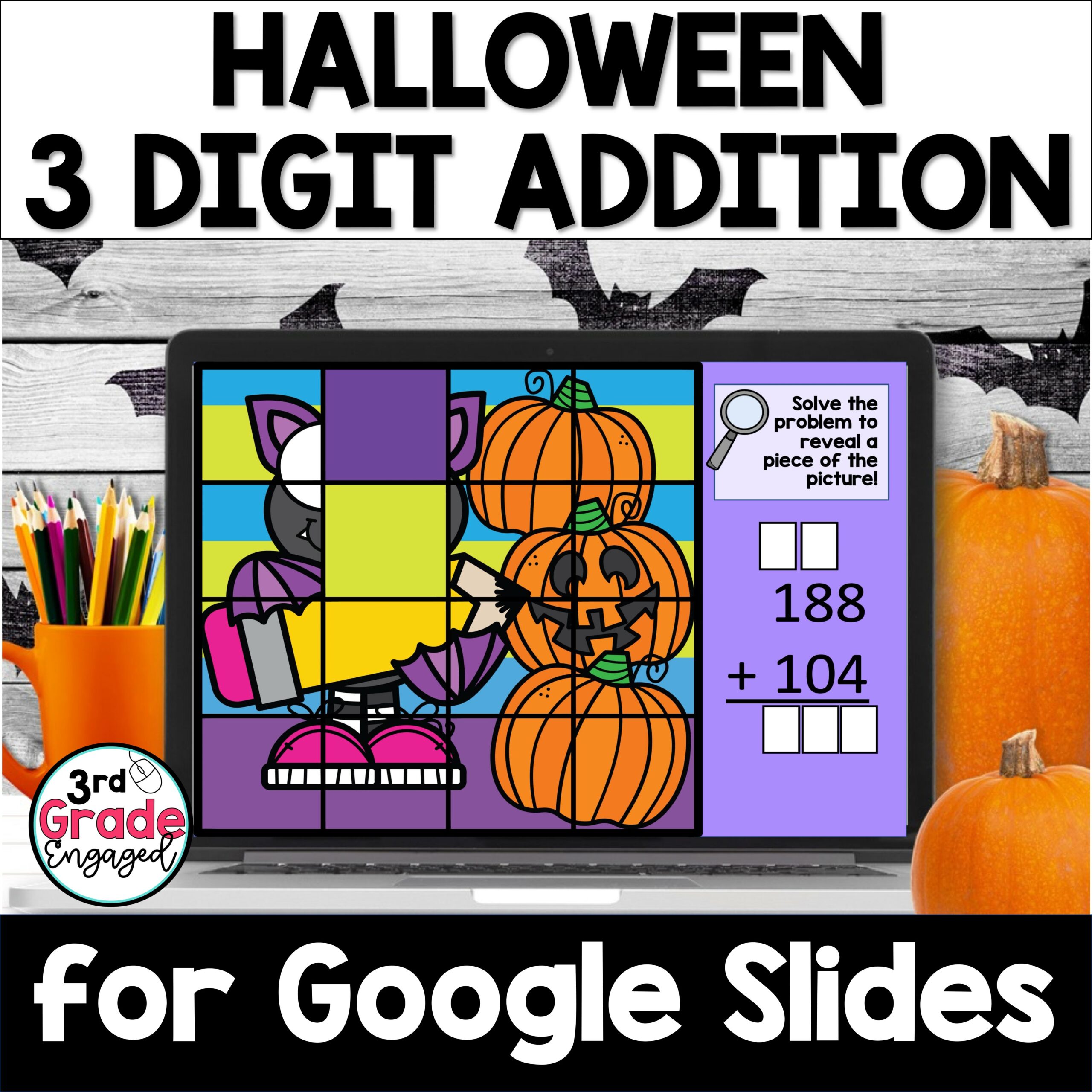 3 Digit Addition Halloween Math Activity for Google Slides™