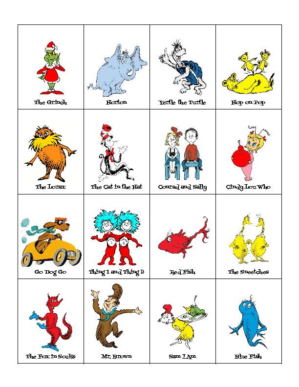 dr seuss characters pictures and names