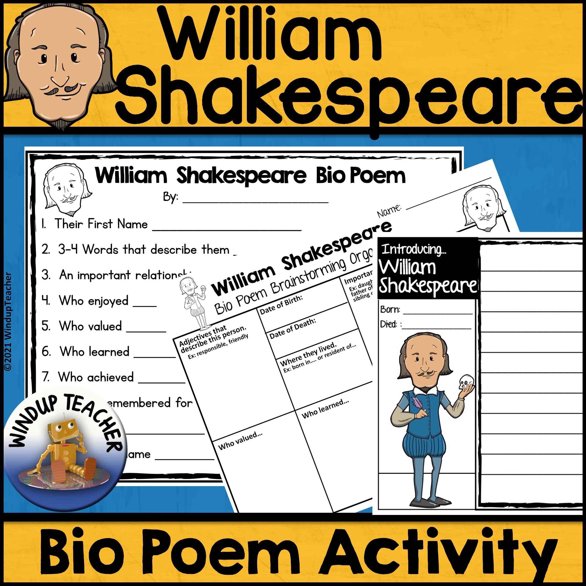 William Shakespeare Poem Writing Activity
