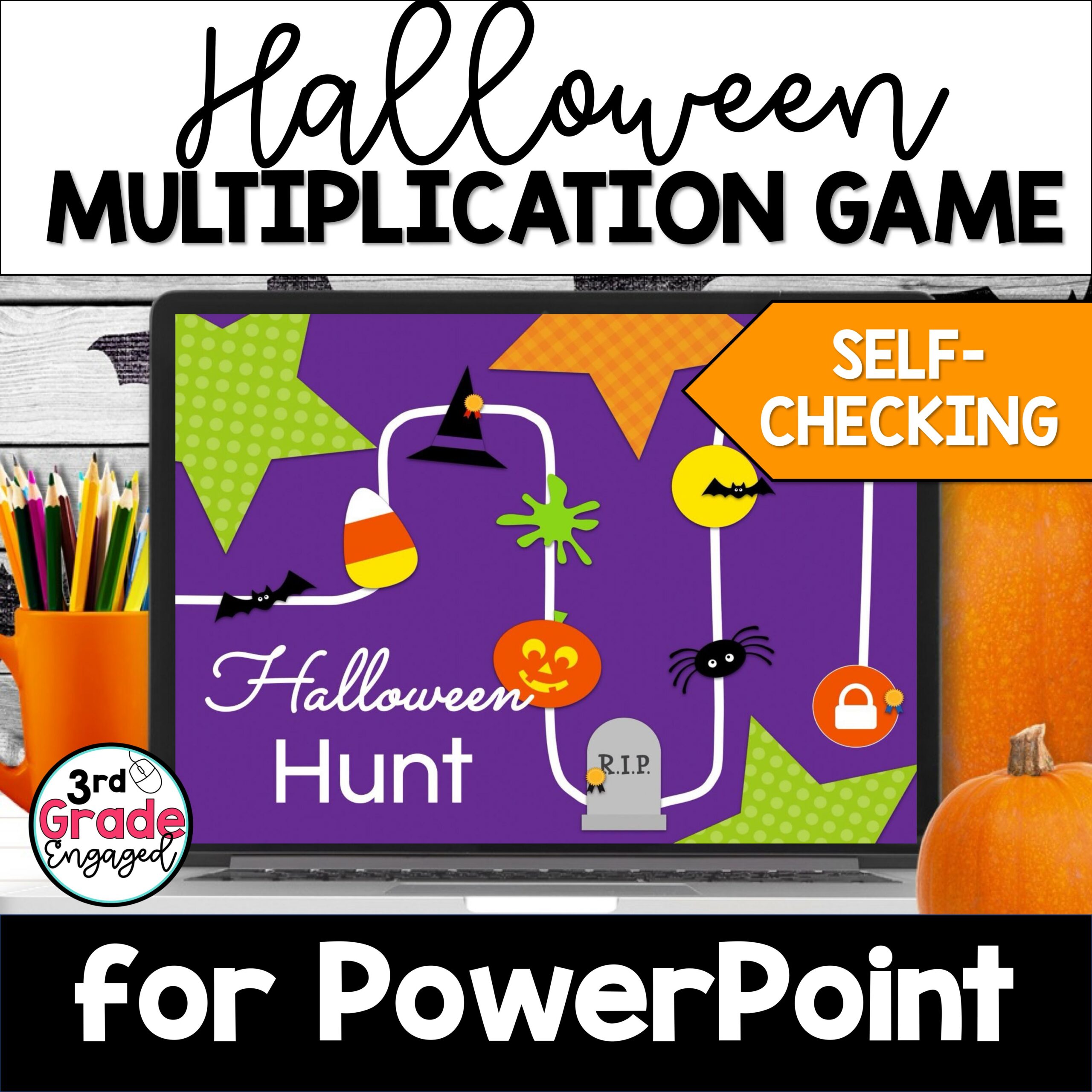 Halloween Multiplication Digital Math Game for PowerPoint ™
