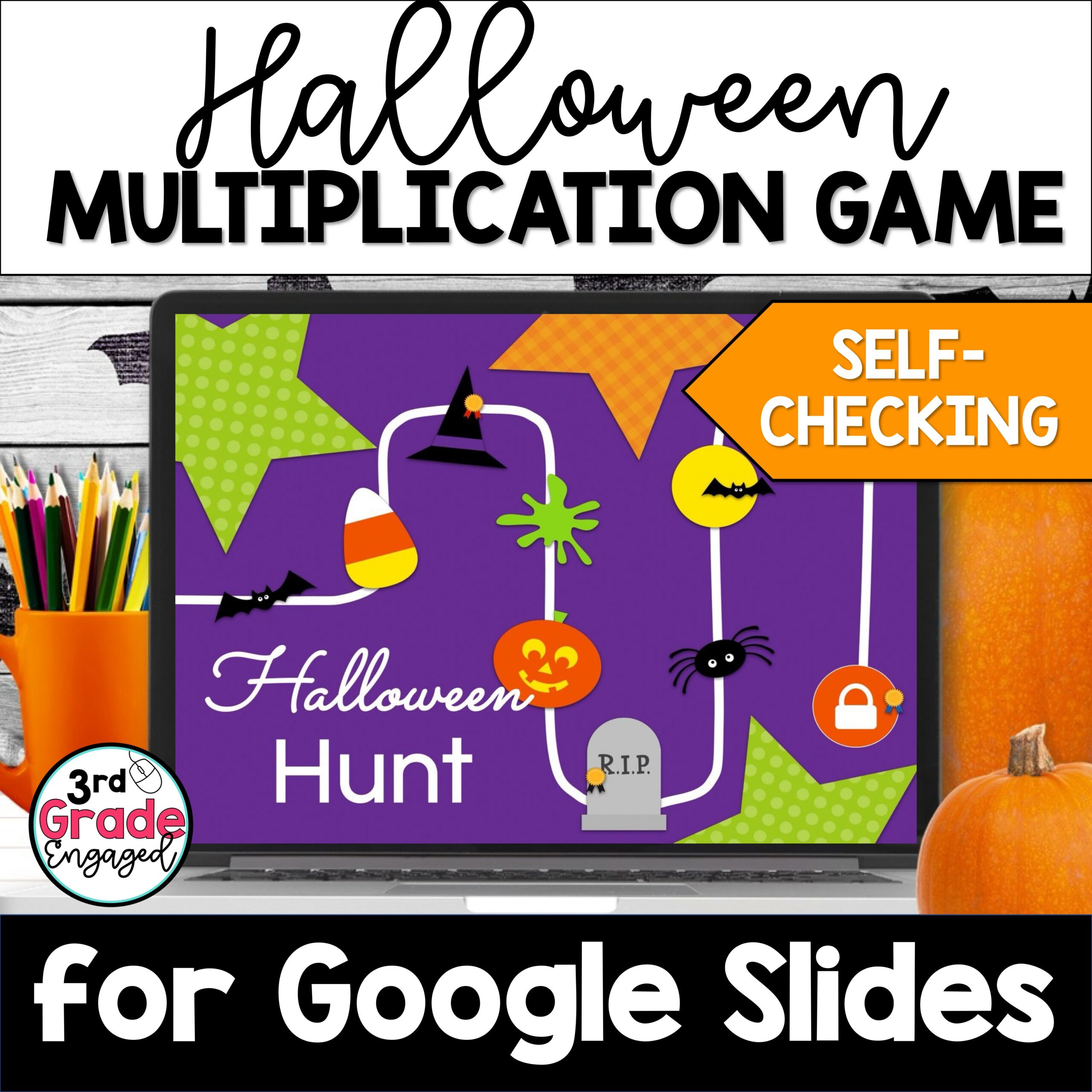 Halloween Multiplication Digital Math Game for Google Slides ™