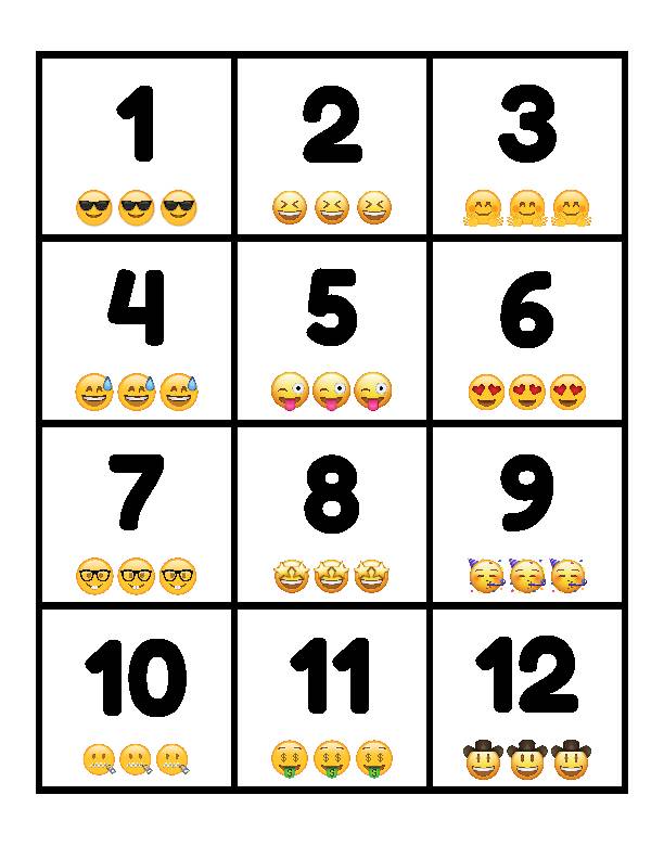 Emoji Themed Calendar Numbers