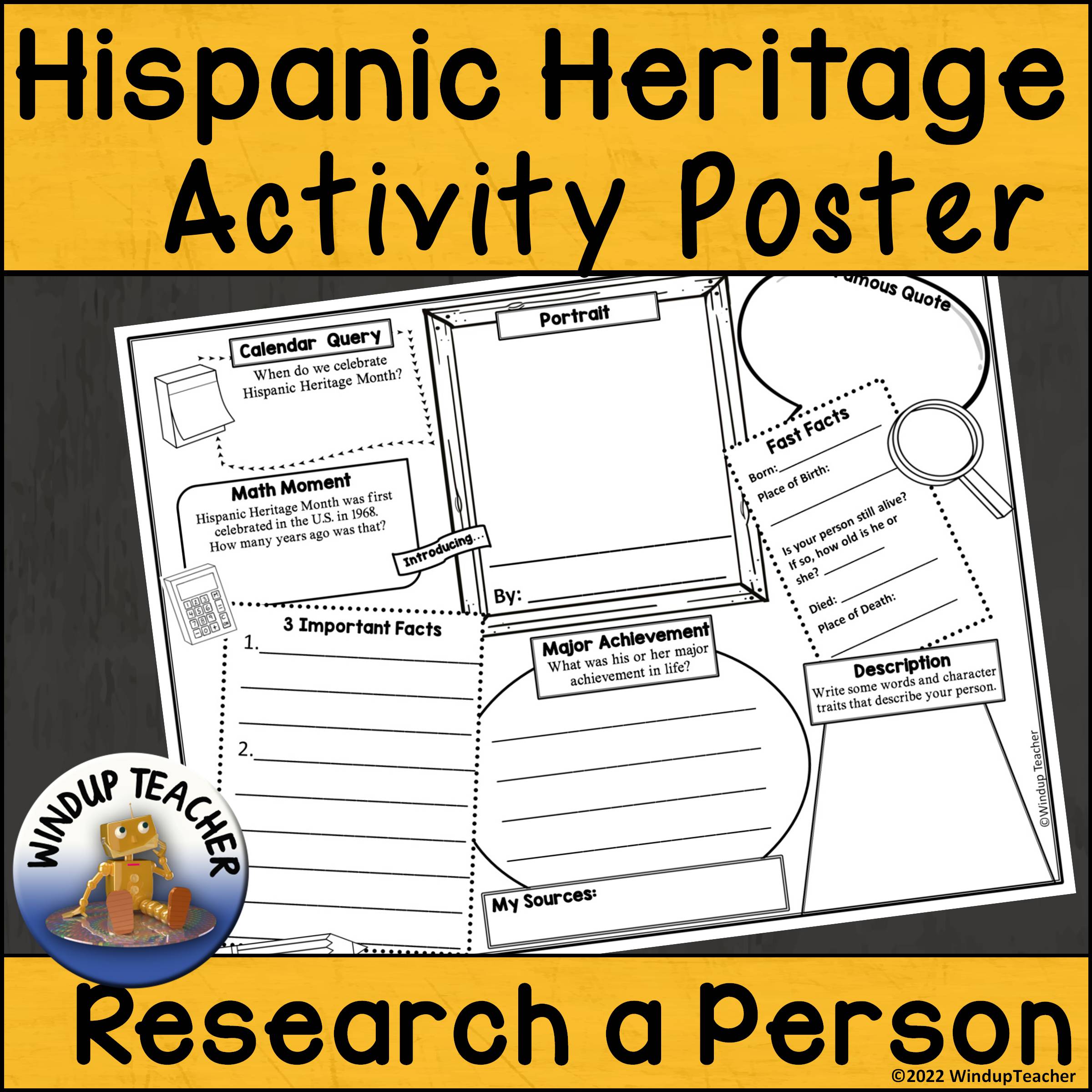 Hispanic Heritage History Month Activity Sheet