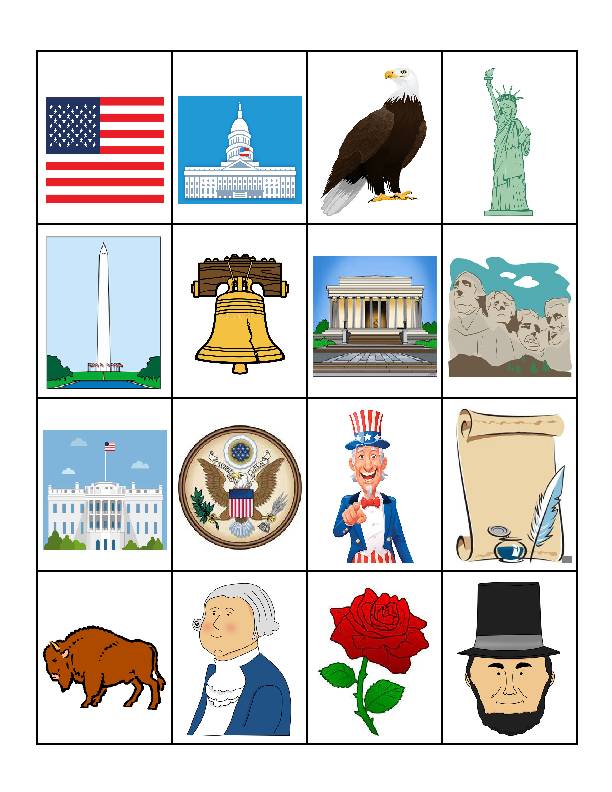 National Symbols Bingo