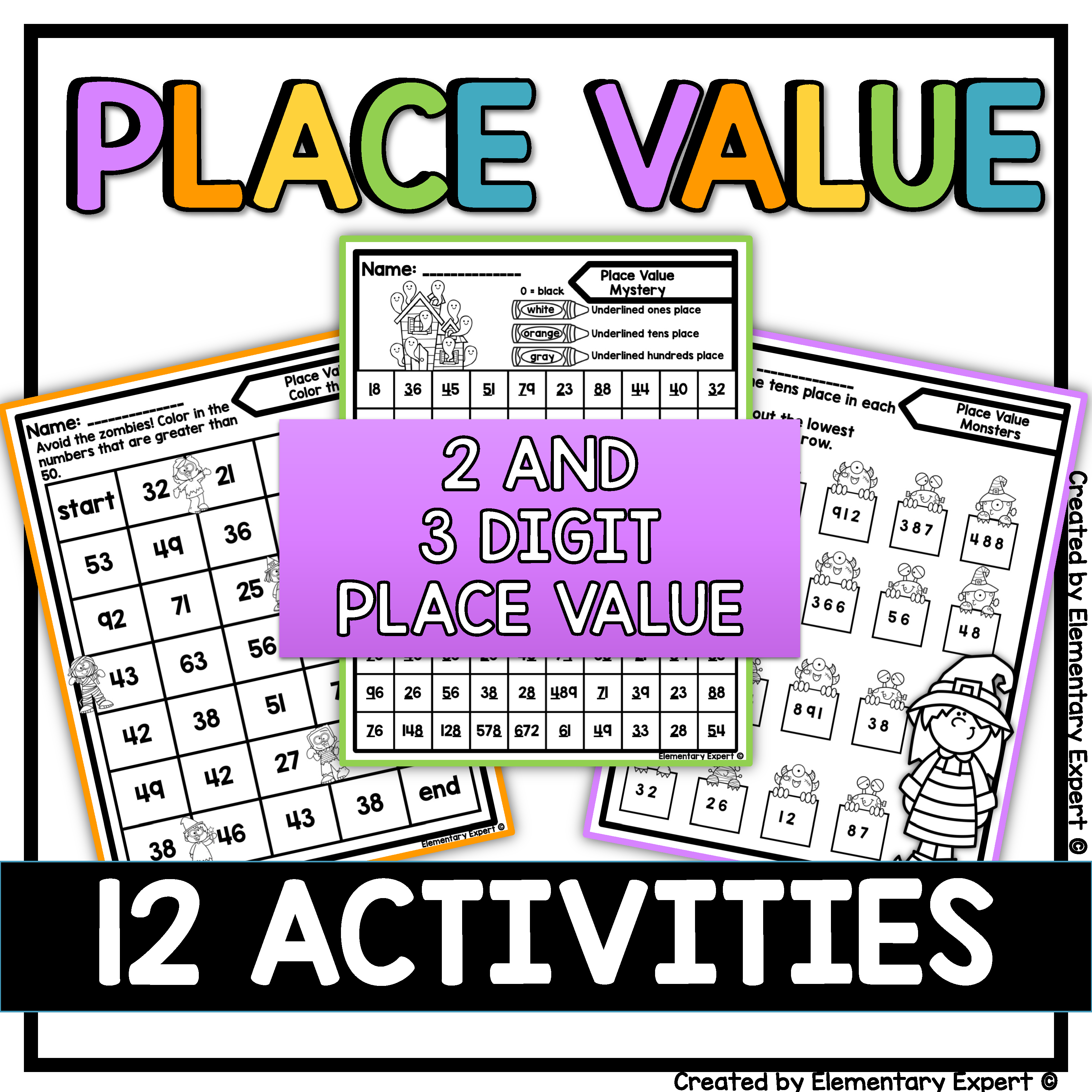 Place Value Activities Mazes, Color By Code, and Puzzles
