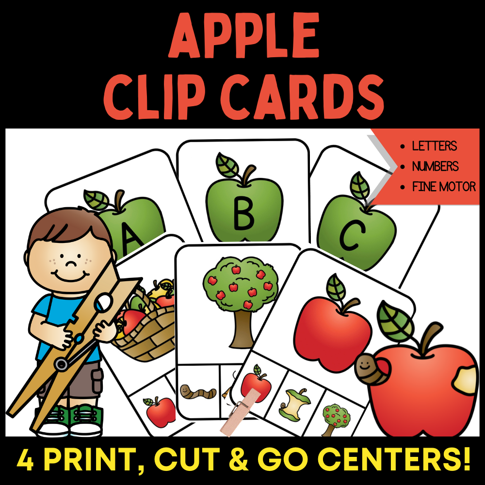 Apple Clip Cards for Fine Motor Skills Using Clothespins