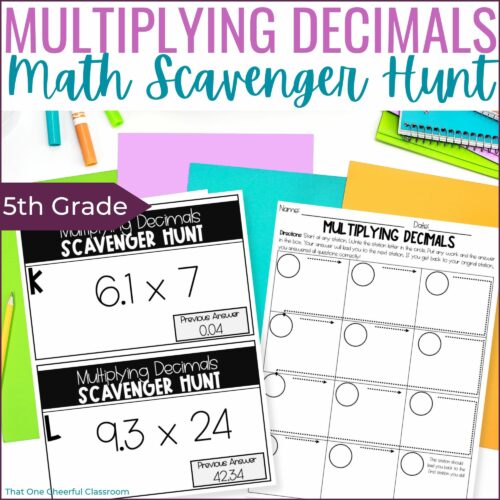 5th Grade Multiplying Decimals to the Hundredths Math Scavenger Hunt Activity's featured image